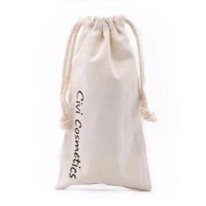 Eco Thick Cotton Cloth Jewelry Pouch Natural Color Drawstring Bags