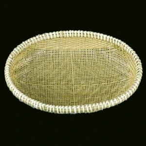 Elliptical natural handmade bamboo basket