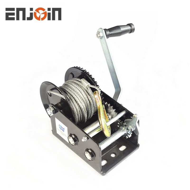 ENJOIN 2500LBS 2 Speed Small Cable Wire 1 ton manual hand winch