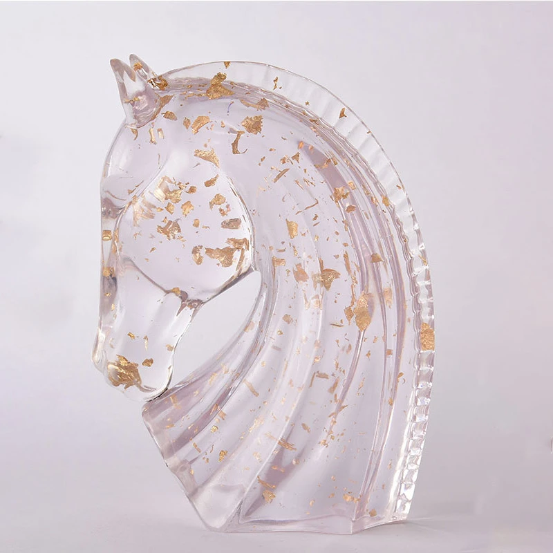 Europe resin crafts modern creative Transparent Horse head ornaments Home Decoration Animal resin crafts