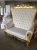 Import European commercial hotel furniture wooden carved-flower two seater gold king throne wedding chair from China