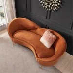 European Modern Hotel Moon Curved Sofa Wedding Chaise Lounge Velvet Fabric Couch Upholstery Settee Sofas Living Room Set