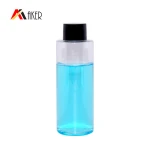 Factory 100ml 120ml clear cylinder toner plastic pet bottle with black screw cap