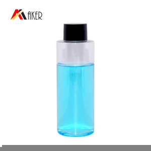 Factory 100ml 120ml clear cylinder toner plastic pet bottle with black screw cap