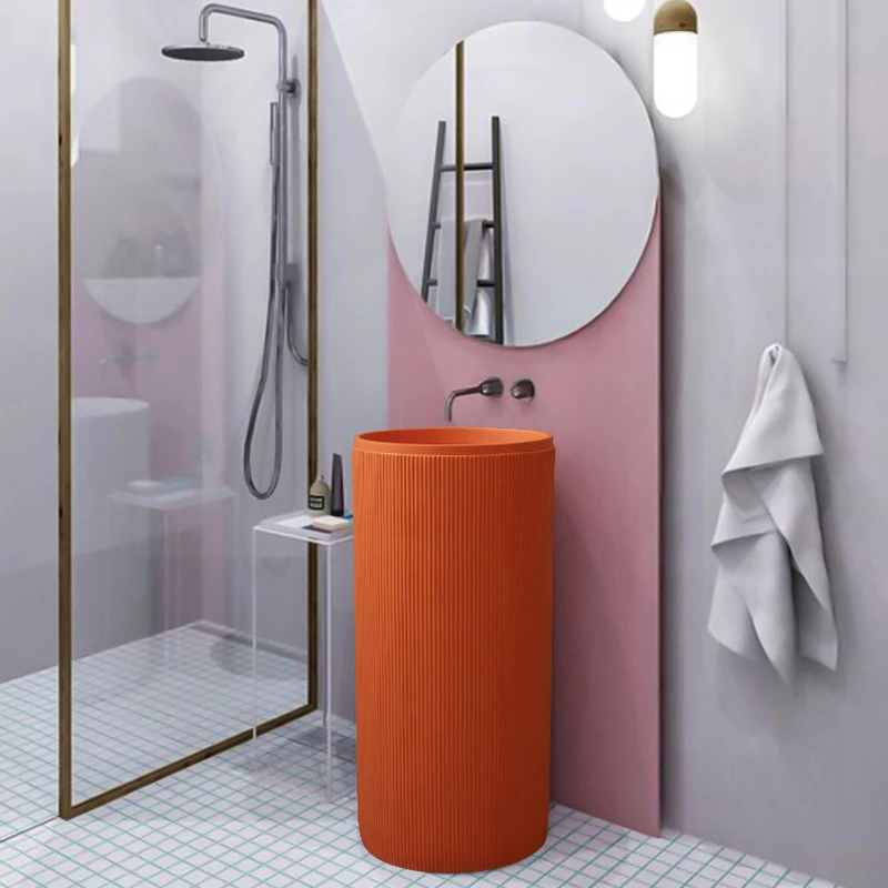 Factory direct popular design bathroom sink standing mounted pedestal basin sandstone wash basin