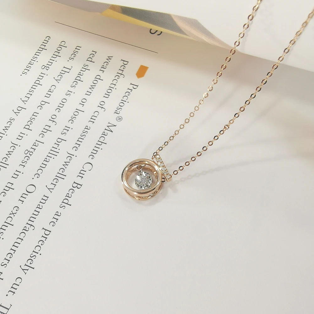 Factory Modern Jewelry Necklace Pendant Women Necklace Jewelry 18K Solid Rose Gold+natural Diamond Chain Rose Gold China Natural