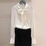 Fall fashion white silk shirt Ladies Blouses