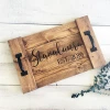 Farmhouse Serving Grateful Thankful Blessed Wood Serving Tray With Handles