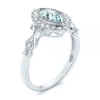 Fashion 925 Sterling Silver Sky Blue Topaz Marquise Cut Halo  Engagement Ring