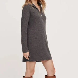 Fashion design Solid knit cozy casual cashmere sweater cashmere dress with quarter zip for women