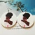 Import Fashion exaggerate vintage earrings african head pattern geometric round wood ladies earrings from China