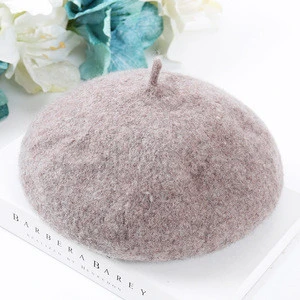 Fashion many colors girls female wool solid beret hat women children cute colorful beret