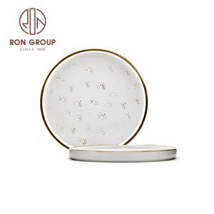 Fashion Modern Living Porcelain Colorful Gold Rim High Quality Dinnerware sets