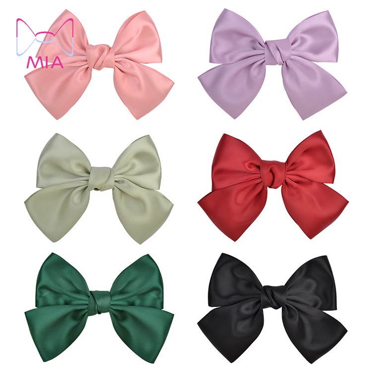 Fashion Ribbon Hairgrips Big Large Bow Hairpin For Women Girls Satin Trendy Ladies Hair Clip New Cute Barrette Hair Accessories