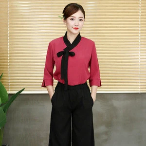 Fashion Spa Uniform Workwear Salon Fabric Workear Clothing Tea house uniform