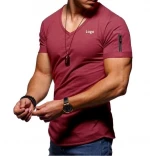 Fashion V-neck Slim Bottoming Shirt Cotton Casual T-Shirt Men's Gym Short Sleeve Sweatshirt
