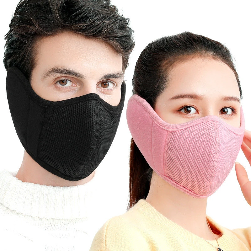 Fashionable 100% Cotton/Customized Fabric Winter Cartoon Winter Ear Muff Winter Cotton Warm Mask Earmuffs Face Maskes