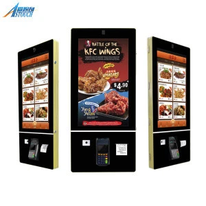 Fast food restaurant 27 32 inch HD Touch Screen Self Service Payment Kiosk with Thermal Printer, POS machine