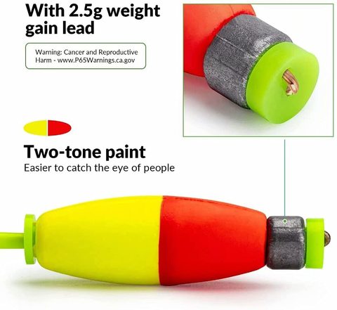 3 pz Galleggiante Da Pesca Antiscivolo Bobber 1.5in 2.5in Peg