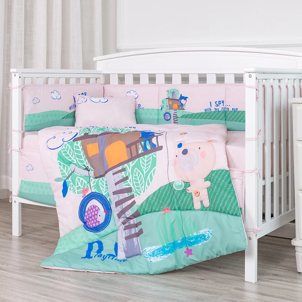 Fishing theme baby crib comforter cot set soft new born baby bedding set