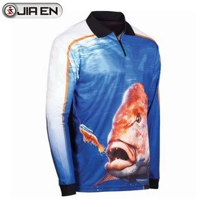 Fishing wear with zipper top 2019 custom made sublimation fishing jersey