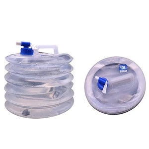 Foldable compact plastic travel transparent water bucket with tap