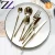 Food cocina accessories dinner cutlery red white and black color handles long handle european gold flatware set tableware