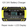 FOXSUR 12V 24V 8A Car battery Charger Portable Smart Automatic Car Battery GEL WET AGM Charger