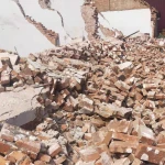Garden building house building paving red brick