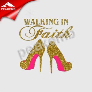 Glitter Walking In Faith High Heel Shoes Bling Glitter Transfers