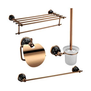Gold bathroom accessories 4pcs/set high quality with toilet brush holder bathroom accessory set