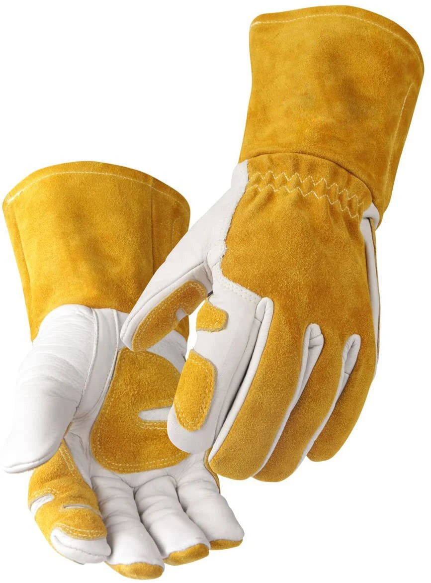 Grain Leather White And Yellow TIG Welding Gloves