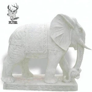 Hand carving white stone elephant sculpture for sale