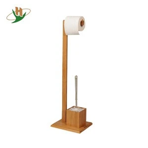 Handmade bamboo toilet butler brush holder paper holder with shelf