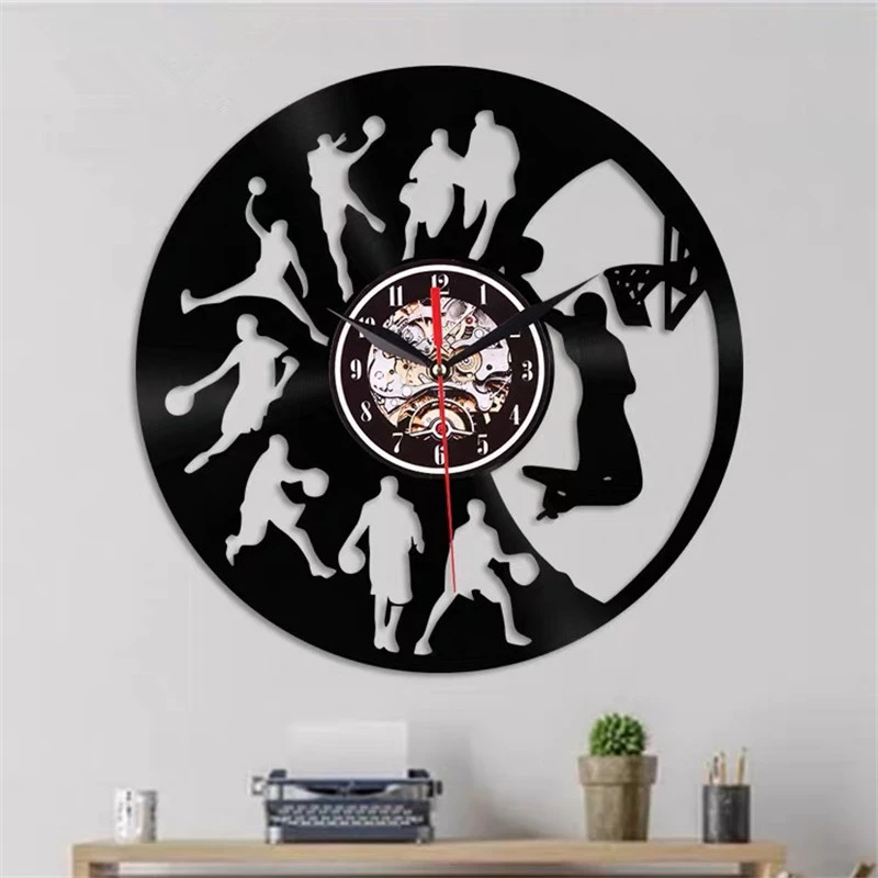 Handmade Vinyl Silent Movement  Wall Decor  Black Wall Clock