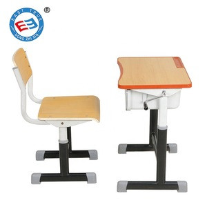 High quality adjustable height children desk and chair single school library student study desk and chair