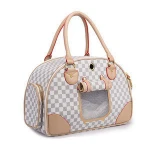High Quality Custom Fashion PU Brown Carrier Shopping Pet Travel Tote Bag