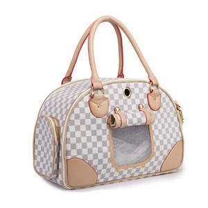 High Quality Custom Fashion PU Brown Carrier Shopping Pet Travel Tote Bag