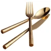 High quality Golden solid Steak silverware knife fork set stainless flatware set restaurant kitchen cutlery for wedding