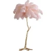 High Quality LED Floor Lamp Ostrich Feather from South Africa hotel decoration modern palm tree stand copper floor lamp