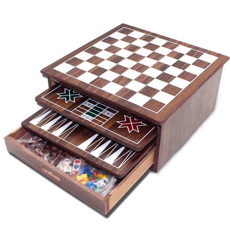High quality pavilion games combo game table set 10 in 1 wooden chess game set