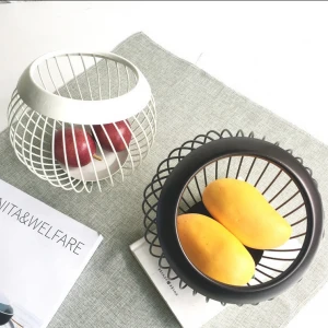Home iron material fruit storage basket plate creative living room basket simple with modern design