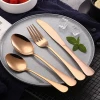 Home Party Hotel Stainless Steel Cutlery Set, Rose Gold Dinnerware Tableware with Spoon, Teaspoon, Knife and Fork