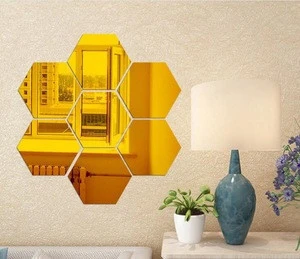Home Wall Decoration hexagon Mirror Sticker