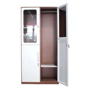Hospital staff plastic handle metal steel wardrobe manufactures direct 3 doors glass doors lockers cabinet