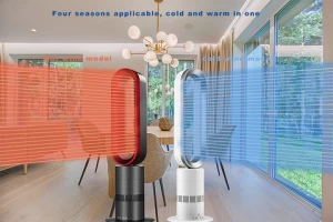 Hot Sale Amazon 28 Inch Bladeless fan ABS Plastic Electric Desktop Warm Air Blower Thermostat Ceramic PTC Fan Heater
