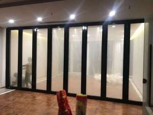 hot sale double frosted glass sliding folding partition door office glass partition wall