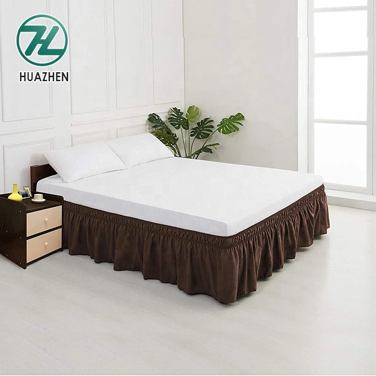 Hot sale luxury elegant soft pure color customized fitted bed skirts hotel