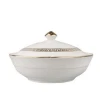 Hot Sale Super White Ceramic Gold Flower Rice Bowl with Lid