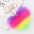 Import Hot Selling Bag Jewelry Rainbow Color Faux Rabbit Fur Heart Shape Fluffy Pompom Heart Keychains from China